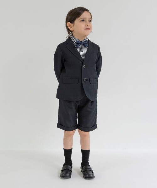 フォーマル3点セット】ネイビージャケット+ハーフパンツ+ギンガム