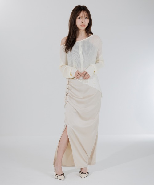 SENEE(セニー)の「satin drape long skirt(サテンドレープロングスカート)(スカート・レディース・アイボリー/ブラック・MEDIUM/SMALL)」の19枚目の写真