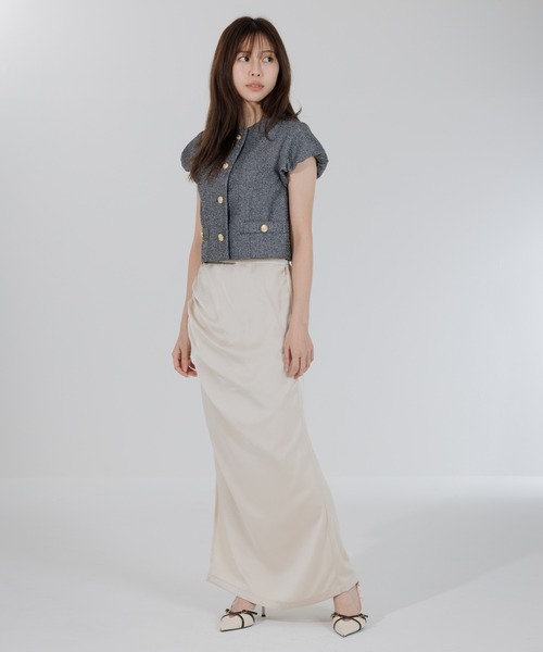 SENEE(セニー)の「satin drape long skirt(サテンドレープロングスカート)(スカート・レディース・アイボリー/ブラック・MEDIUM/SMALL)」の17枚目の写真