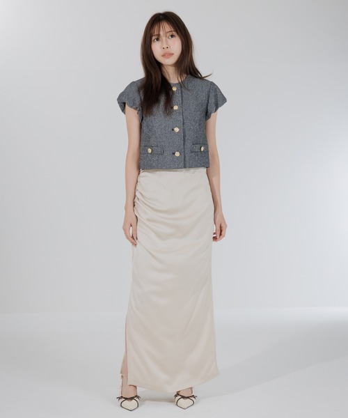 SENEE(セニー)の「satin drape long skirt(サテンドレープロングスカート)(スカート・レディース・アイボリー/ブラック・MEDIUM/SMALL)」の18枚目の写真