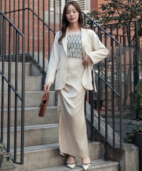 サテンドレープロングスカート　セニー　SENEE satin drape long skirt（サテンドレープロングスカート）（スカート