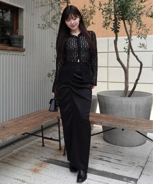 satin drape long skirt（サテンドレープロングスカート）（スカート