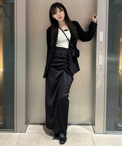 satin drape long skirt（サテンドレープロングスカート）（スカート