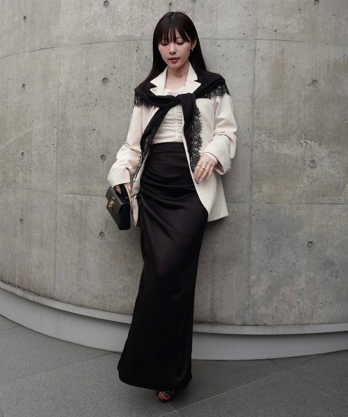 satin drape long skirt（サテンドレープロングスカート）（スカート