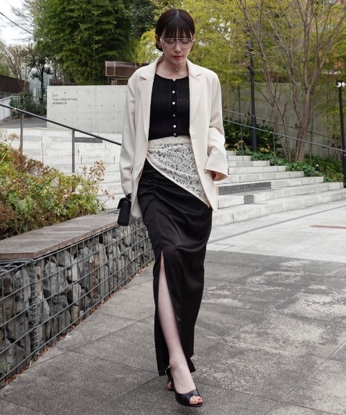 satin drape long skirt（サテンドレープロングスカート）（スカート