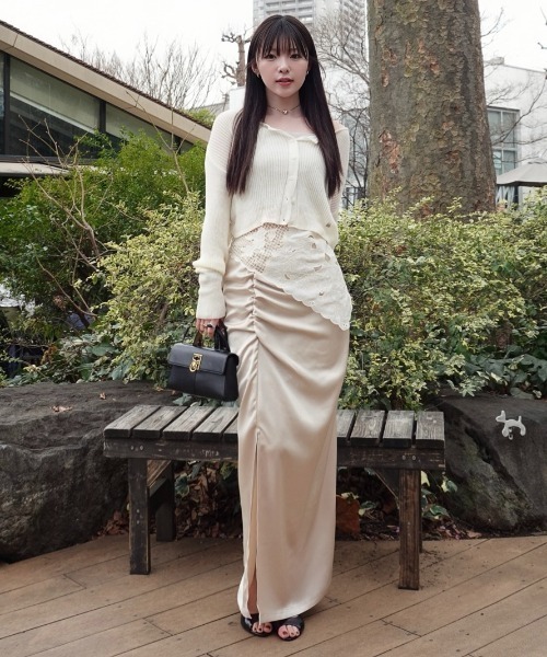satin drape long skirt（サテンドレープロングスカート）（スカート