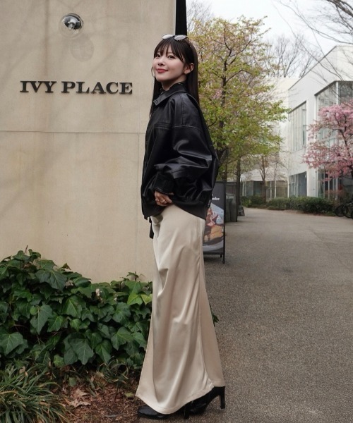 サテンドレープロングスカート　セニー　SENEE satin drape long skirt（サテンドレープロングスカート）（スカート