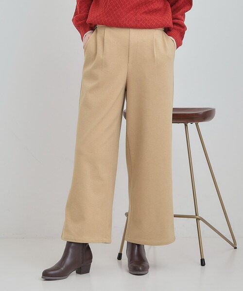 SHOO・LA・RUE（シューラルー）の「【洗濯機可/S-LL】あったか起毛ワイドパンツ（その他パンツ・レディース・オフホワイト/グレー/ブラック/ベージュ・01/02/03/04）」の4枚目の写真