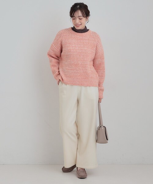 SHOO・LA・RUE（シューラルー）の「【洗濯機可/S-LL】あったか起毛ワイドパンツ（その他パンツ・レディース・オフホワイト/グレー/ブラック/ベージュ・01/02/03/04）」の7枚目の写真