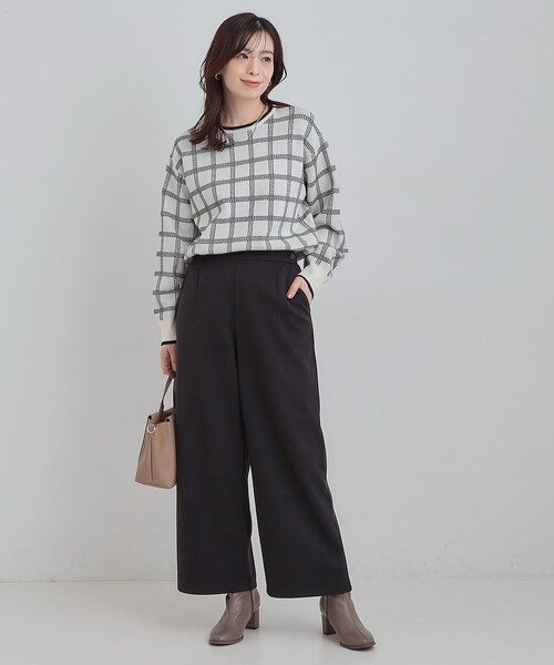 SHOO・LA・RUE（シューラルー）の「【洗濯機可/S-LL】あったか起毛ワイドパンツ（その他パンツ・レディース・オフホワイト/グレー/ブラック/ベージュ・01/02/03/04）」の11枚目の写真