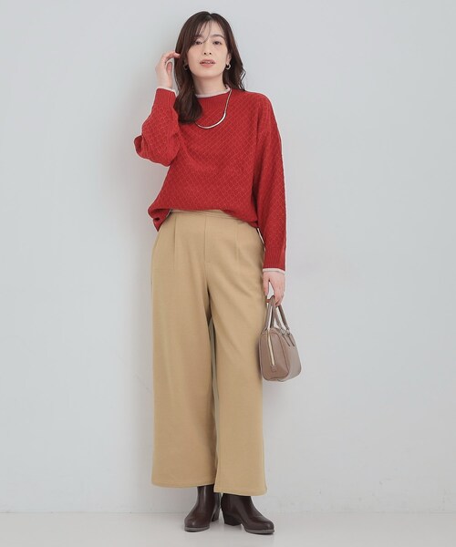 SHOO・LA・RUE（シューラルー）の「【洗濯機可/S-LL】あったか起毛ワイドパンツ（その他パンツ・レディース・オフホワイト/グレー/ブラック/ベージュ・01/02/03/04）」の19枚目の写真