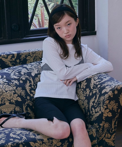 Unblend（アンブレンド）の「【Unblend】針抜きリブボートネック アソート 長袖Tシャツ（Tシャツ/カットソー・レディース・ネイビー/ホワイト系/杢グレー/オフホワイト・FREE）」の7枚目の写真