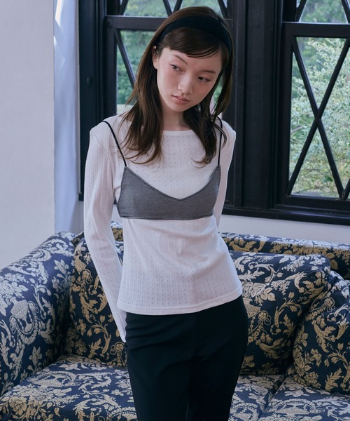 Unblend（アンブレンド）の「【Unblend】針抜きリブボートネック アソート 長袖Tシャツ（Tシャツ/カットソー・レディース・ネイビー/ホワイト系/杢グレー/オフホワイト・FREE）」の8枚目の写真