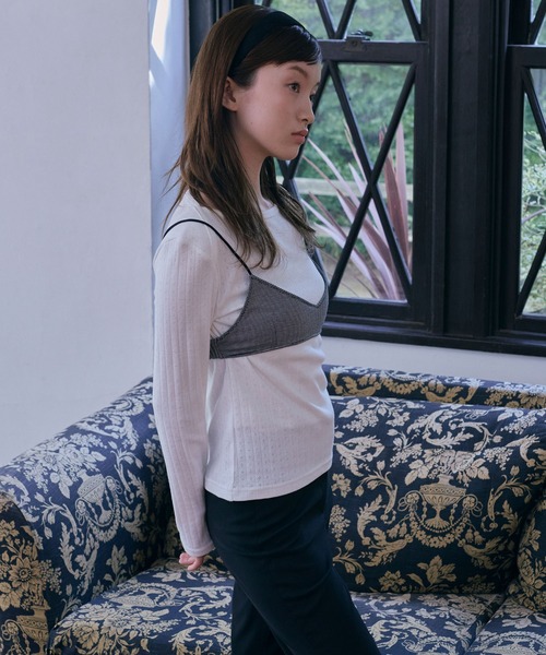 Unblend（アンブレンド）の「【Unblend】針抜きリブボートネック アソート 長袖Tシャツ（Tシャツ/カットソー・レディース・ネイビー/ホワイト系/杢グレー/オフホワイト・FREE）」の9枚目の写真