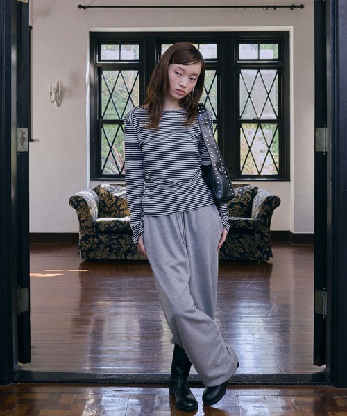 Unblend（アンブレンド）の「【Unblend】針抜きリブボートネック アソート 長袖Tシャツ（Tシャツ/カットソー・レディース・ネイビー/ホワイト系/杢グレー/オフホワイト・FREE）」の18枚目の写真