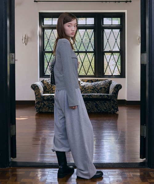 Unblend（アンブレンド）の「【Unblend】針抜きリブボートネック アソート 長袖Tシャツ（Tシャツ/カットソー・レディース・ネイビー/ホワイト系/杢グレー/オフホワイト・FREE）」の19枚目の写真