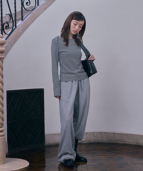 Unblend（アンブレンド）の「【Unblend】針抜きリブボートネック アソート 長袖Tシャツ（Tシャツ/カットソー・レディース・ネイビー/ホワイト系/杢グレー/オフホワイト・FREE）」の20枚目の写真