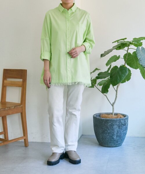 ear PAPILLONNER（イアパピヨネ）の「オーバーサイズフリンジシャツ【SUM1 STYLE】（シャツ/ブラウス・レディース・パープル/ライム/ブルー系その他・FREE）」の9枚目の写真
