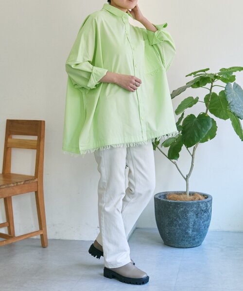 ear PAPILLONNER（イアパピヨネ）の「オーバーサイズフリンジシャツ【SUM1 STYLE】（シャツ/ブラウス・レディース・パープル/ライム/ブルー系その他・FREE）」の12枚目の写真