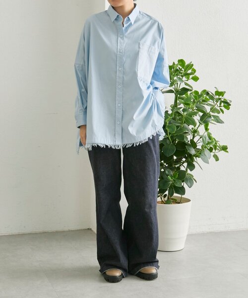 ear PAPILLONNER（イアパピヨネ）の「オーバーサイズフリンジシャツ【SUM1 STYLE】（シャツ/ブラウス・レディース・パープル/ライム/ブルー系その他・FREE）」の9枚目の写真