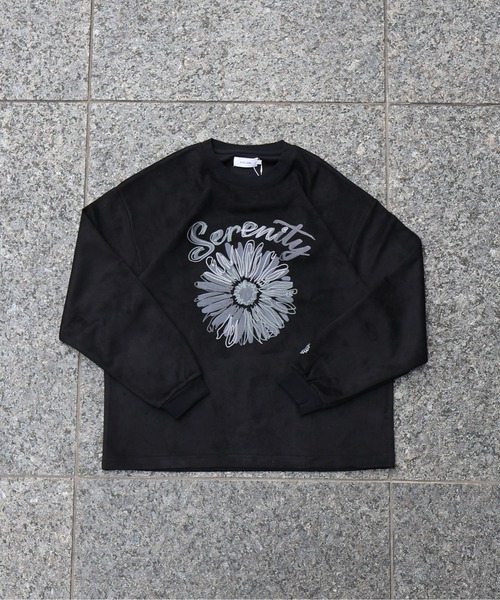 ATELANE(アテレーン)の「ATELANE / スウェードポンチ/アソート/刺繍デザイン/ロングスリーブ(Tシャツ/カットソー・メンズ・ブラック/ブラック系その他2/ブラック系その他/ホワイト系その他2/ブルー/ベージュ/ホワイト系その他/アイボリー/グレー・LARGE/X-LARGE/MEDIUM)」の1枚目の写真