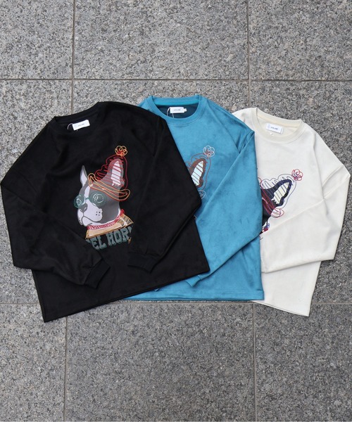 ATELANE(アテレーン)の「ATELANE / スウェードポンチ/アソート/刺繍デザイン/ロングスリーブ(Tシャツ/カットソー・メンズ・ブラック/ブラック系その他2/ブラック系その他/ホワイト系その他2/ブルー/ベージュ/ホワイト系その他/アイボリー/グレー・LARGE/X-LARGE/MEDIUM)」の12枚目の写真