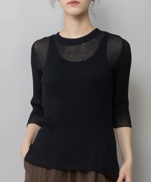 Munich | シアーニットリブハーフスリーブプルオーバー(ニット/セーター)