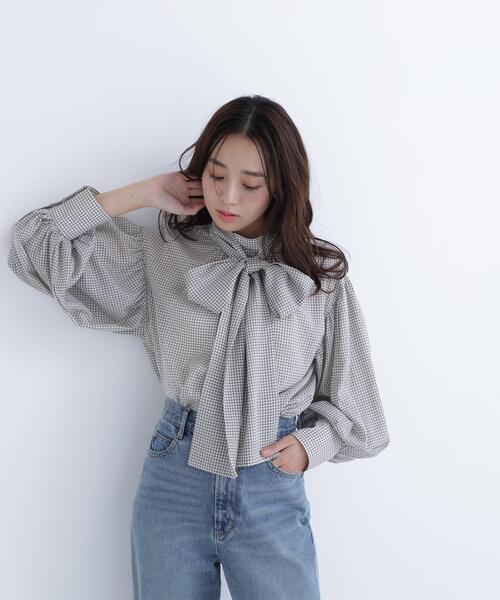 NATURAL BEAUTY BASIC（ナチュラルビューティーベーシック）の「◇ミニチェック2wayボウタイブラウス（シャツ/ブラウス・レディース・ホワイト系その他/ブルー系その他/ホワイト系その他2・SMALL/MEDIUM）」の8枚目の写真