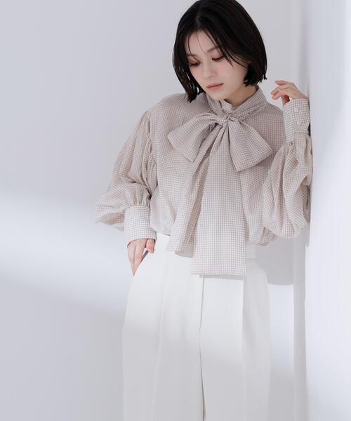 NATURAL BEAUTY BASIC（ナチュラルビューティーベーシック）の「◇ミニチェック2wayボウタイブラウス（シャツ/ブラウス・レディース・ホワイト系その他/ブルー系その他/ホワイト系その他2・SMALL/MEDIUM）」の20枚目の写真