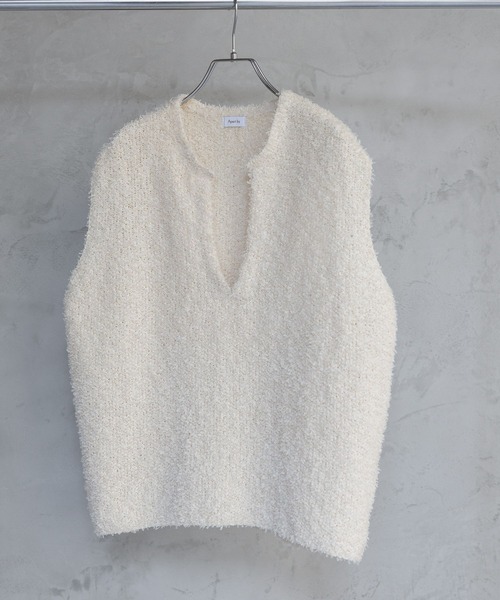 A part by(アパートバイ)の「リボンヤーンニットベスト(ベスト・レディース・グリーン/ネイビー/オフホワイト・FREE)」の2枚目の写真
