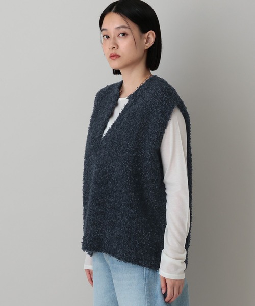 A part by(アパートバイ)の「リボンヤーンニットベスト(ベスト・レディース・グリーン/ネイビー/オフホワイト・FREE)」の6枚目の写真