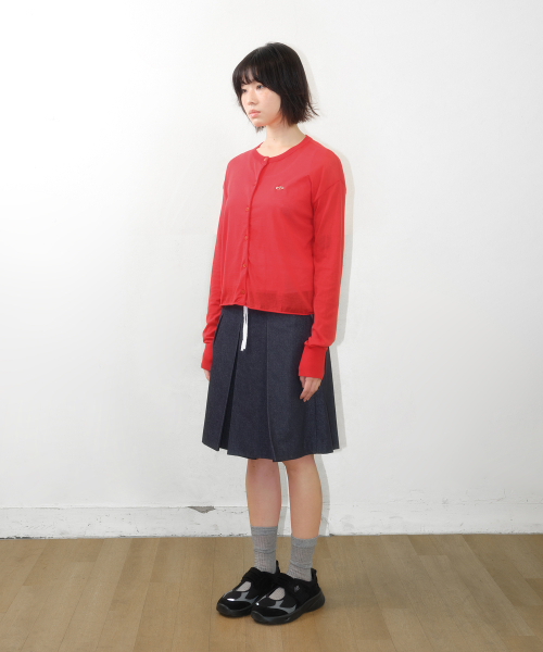 AMESWORLDWIDE(アメスワールドワイド)の「SHEER ROUND NECK CARDIGAN RED(カーディガン/ボレロ・レディース・その他・FREE)」の4枚目の写真