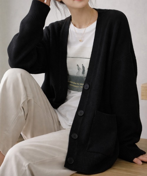 セール】ベーシックVネックオーバーカーディガン（カーディガン/ボレロ