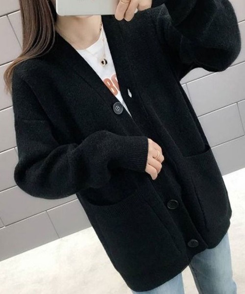 SallyLunn(サリーラン)の「ベーシックVネックオーバーカーディガン(カーディガン/ボレロ・レディース・アイボリー/パープル/ブラック・FREE)」の16枚目の写真