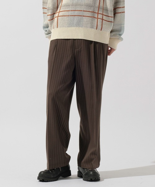 niko and...（ニコアンド）の「ワイドストライプスラックス（スラックス・メンズ・ブラウン/グレー/ブラック・MEDIUM/LARGE）」の3枚目の写真