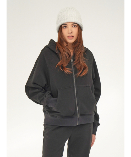 ACUD（アクド）の「(起毛) フードパーカー ジップアップ _ブラック（スウェット・レディース・ブラック・FREE）」の2枚目の写真