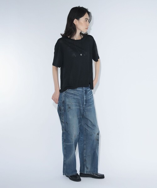 maturely(マチュアリー)の「ベルギー リネン ショートスリーブ<イージーケア>(Tシャツ/カットソー・レディース・ベージュ/ピンク/ブラック・ONE SIZE)」の9枚目の写真