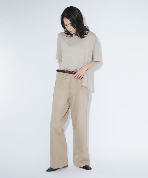 maturely(マチュアリー)の「ベルギー リネン ショートスリーブ<イージーケア>(Tシャツ/カットソー・レディース・ベージュ/ピンク/ブラック・ONE SIZE)」の15枚目の写真