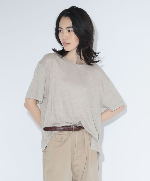 maturely(マチュアリー)の「ベルギー リネン ショートスリーブ<イージーケア>(Tシャツ/カットソー・レディース・ベージュ/ピンク/ブラック・ONE SIZE)」の16枚目の写真