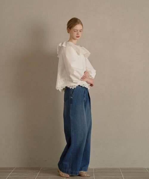 cle blatt(クレブラット)の「リラックスタックワイドデニム(デニムパンツ・レディース・ブルー/サックスブルー・SMALL/MEDIUM)」の21枚目の写真