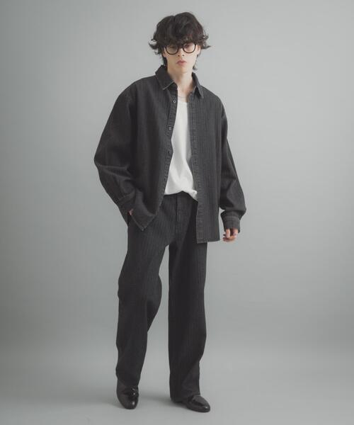 SENSE OF PLACE by URBAN RESEARCH(センスオブプレイスバイアーバンリサーチ)の「ジャガードデニムレギュラーカラーシャツ(シャツ/ブラウス・メンズ・ブラック/インディゴブルー・LARGE/MEDIUM)」の8枚目の写真