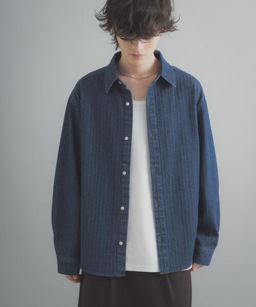 SENSE OF PLACE by URBAN RESEARCH(センスオブプレイスバイアーバンリサーチ)の「ジャガードデニムレギュラーカラーシャツ(シャツ/ブラウス・メンズ・ブラック/インディゴブルー・LARGE/MEDIUM)」の16枚目の写真
