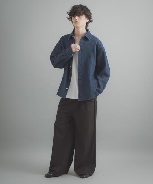 SENSE OF PLACE by URBAN RESEARCH(センスオブプレイスバイアーバンリサーチ)の「ジャガードデニムレギュラーカラーシャツ(シャツ/ブラウス・メンズ・ブラック/インディゴブルー・LARGE/MEDIUM)」の18枚目の写真