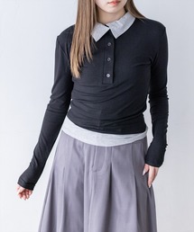 clear | レイヤード風配色ポロカットソー［大人 カジュアル 着回し力抜群］≪新作≫(Tシャツ/カットソー)