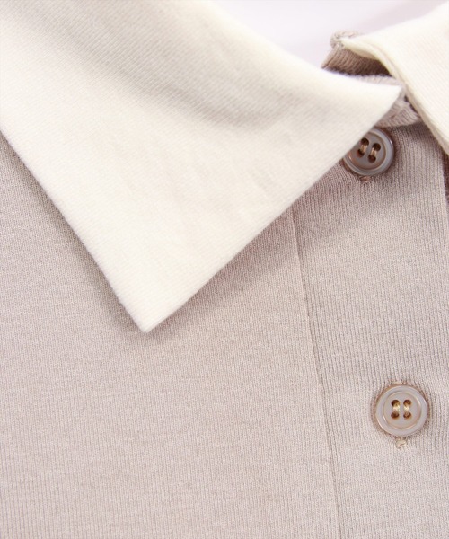 clear（クリア）の「レイヤード風配色ポロカットソー［大人 カジュアル 着回し力抜群］≪新作≫（Tシャツ/カットソー・レディース・ピンク/ベージュ/グレー/ブラック・F）」の18枚目の写真