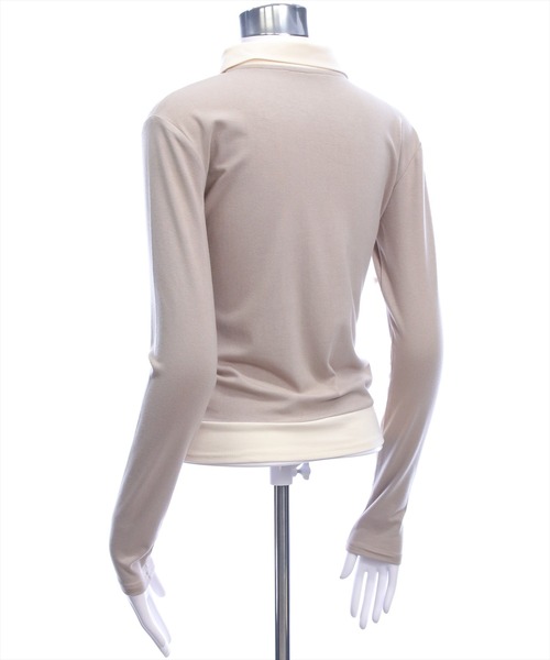 clear（クリア）の「レイヤード風配色ポロカットソー［大人 カジュアル 着回し力抜群］≪新作≫（Tシャツ/カットソー・レディース・ピンク/ベージュ/グレー/ブラック・F）」の13枚目の写真