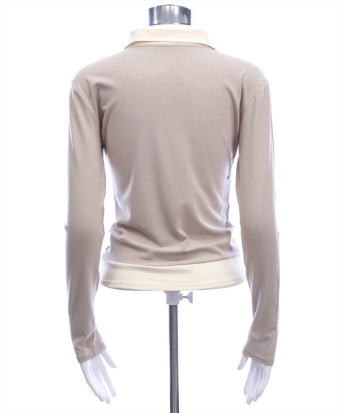 clear（クリア）の「レイヤード風配色ポロカットソー［大人 カジュアル 着回し力抜群］≪新作≫（Tシャツ/カットソー・レディース・ピンク/ベージュ/グレー/ブラック・F）」の14枚目の写真