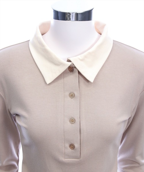 clear（クリア）の「レイヤード風配色ポロカットソー［大人 カジュアル 着回し力抜群］≪新作≫（Tシャツ/カットソー・レディース・ピンク/ベージュ/グレー/ブラック・F）」の15枚目の写真