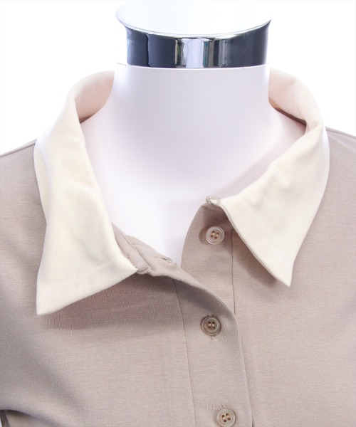 clear（クリア）の「レイヤード風配色ポロカットソー［大人 カジュアル 着回し力抜群］≪新作≫（Tシャツ/カットソー・レディース・ピンク/ベージュ/グレー/ブラック・F）」の16枚目の写真