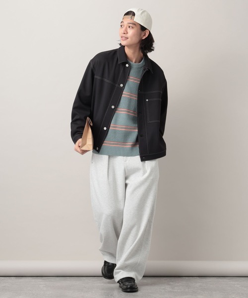 RAGEBLUE（レイジブルー）の「Design Stitch Short Jacket/配色ステッチショートジャケット【セットアップ対応】（ブルゾン・メンズ・ブラック/ライトグリーン/ホワイト・MEDIUM/SMALL/LARGE）」の16枚目の写真